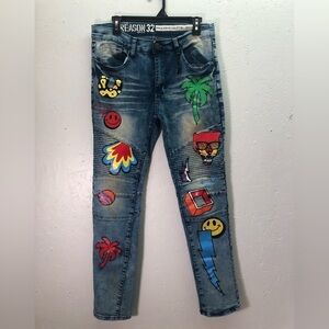 Graphic high rise straight leg jeans